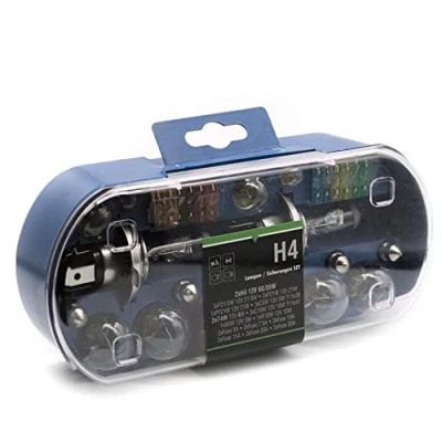 Abbildung von LIGHTWORLD24 PKW H4 Beleuchtung Sicherungen Set 12V 30 tlg. Auto Lampen Birnen Bremslicht KFZ Lampenbox Lampenersatzkasten