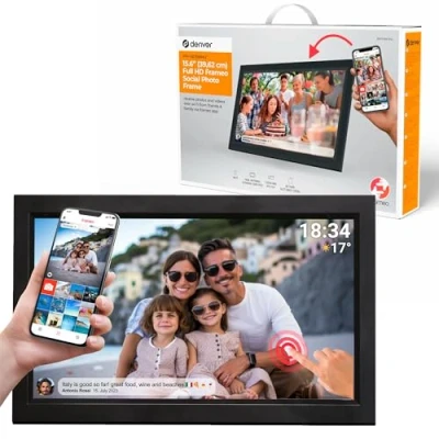 Abbildung von Denver PFF 1503BMK2 Digitaler Wi Fi Bilderrahmen 15,6 Zoll Full HD IPS Touchscreen, Integrierte FRAMEO Software, Drahtloses Teilen, Automatische Nachtabschaltung, Schwarz