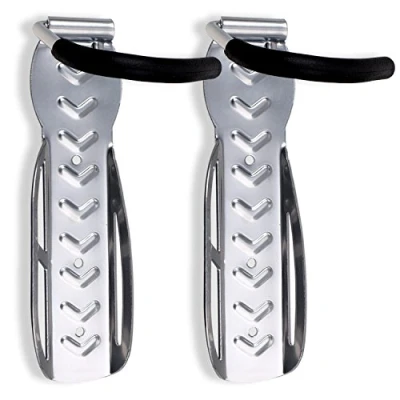 Abbildung von Schramm® 2 Stück Fahrradhalter Wandhalterung in 6 Farben wählbar Fahrradhalterung für Fahrräder Wandhalterungen Wand Halterungen Halterung Fahrradständer, Farbe:Silber