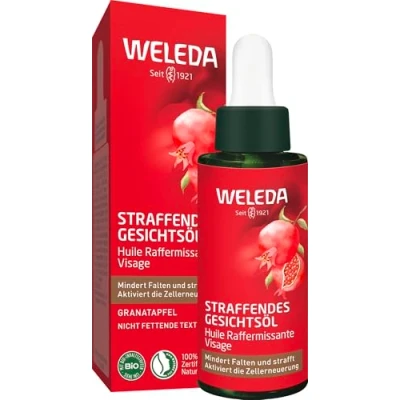 Abbildung von WELEDA Bio Straffendes Gesichtsöl Naturkosmetik Natural Anti Aging Gesichtspflege Öl mit Granatapfelsamenöl &amp; Arganöl. Zellerneuernde Feuchtigkeitspflege mindert Falten strafft die Haut (1x 30ml)