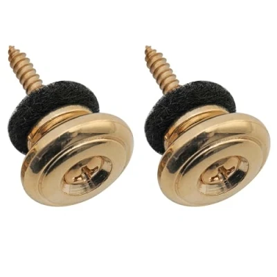 Abbildung von Musiclily Pro 17mm Stahl Gitarrengurt Knöpfe Strap Buttons Endknopf Gurtpins für E Gitarre Klassische Akustik Bass Ukulele, Gold (2er Set)