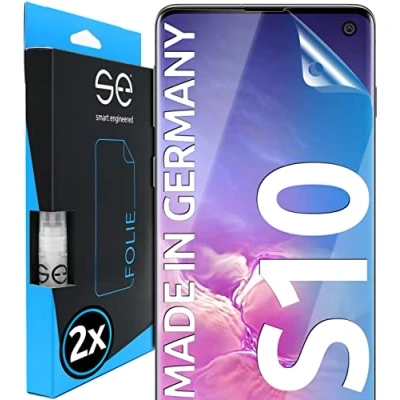 Abbildung von S.E für Samsung Galaxy S10 Schutzfolie 2x Folien im SET aus Deutschland, Installationshilfe, staubfrei, blasenfrei, Folie TPU Material Technologie, Made in Herford
