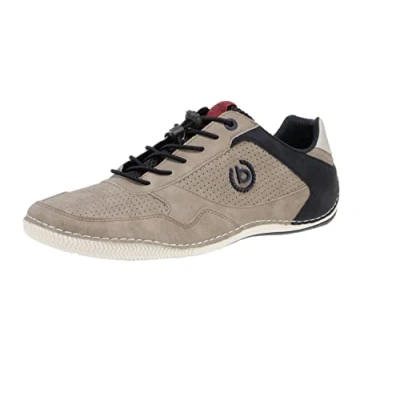 Abbildung von bugatti Herren Casual Sneaker mit Flexibler Sohle, Schnürschuh Memory Foam, Elastische Schnürsenkel, Taupe, 43 EU