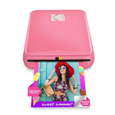 Abbildung von KODAK Step Sofort Smartphone Fotodrucker Tragbarer Mini Farb Mobilfotodrucker Zink 2x3 Klebefotos Bluetooth kompatibel mit iOS &amp; Android Geräten Spaßige Bearbeitungs App Rosa