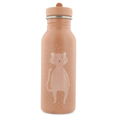 Abbildung von Trixie Trinkflasche Mrs. Cat 500ml Edelstahl Wasserflasche für Kinder Rosa Auslaufsicher Umweltfreundlich und BPA frei, Dunkelrosa