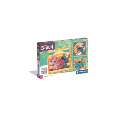 Abbildung von Clementoni Puzzle 3x48 Stitch 144 Stücke für Kindern 5 8 Jahre, Cartoon, Geschenk Kinder, Made in Italy, 25062