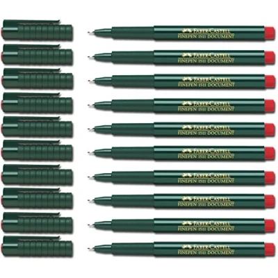 Abbildung von Faber Castell Finepine 1511 Faserschreiber, 0,4 mm, rot, 10 Stifte