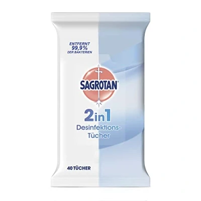 Abbildung von Sagrotan 2in1 Desinfektions Tücher, für Hände und Oberflächen, 1er Pack (1 x 40 Stück)