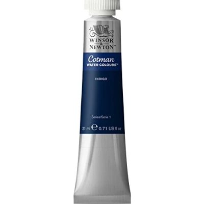 Abbildung von Winsor &amp; Newton 0308322 Cotman Aquarellfarbe mit ausgezeichneter Transparenz, Farbkraft und Verarbeitungseigenschaften, Wasserfarbe 21ml Tube Indigo