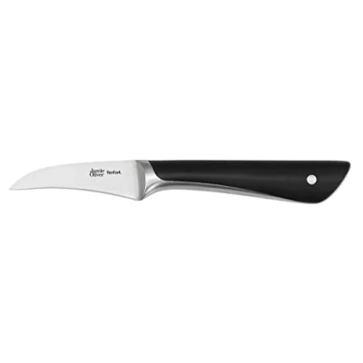 Abbildung von Jamie Oliver by Tefal K26716 Schälmesser 7 cm hohe Schneideleistung unverwechselbares Design widerstandsfähige und langlebige Klingen Edelstahl/Schwarz
