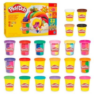 Abbildung von Play Doh Regenbogen Farbenpack mit 22 Dosen, viele zum Basteln und Kneten, perfekt als Geburtstagsgeschenk für Kinder