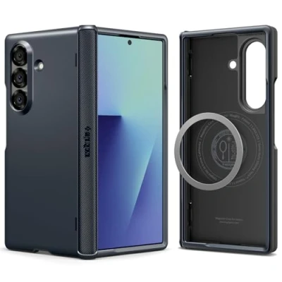 Abbildung von Spigen Slim Armor Pro MagFit Hülle für Samsung Galaxy Z Fold 7, MagSafe kompatibel mit [SecuLink] Metallverbindung am Scharnier sicheren Halt Metal Slate