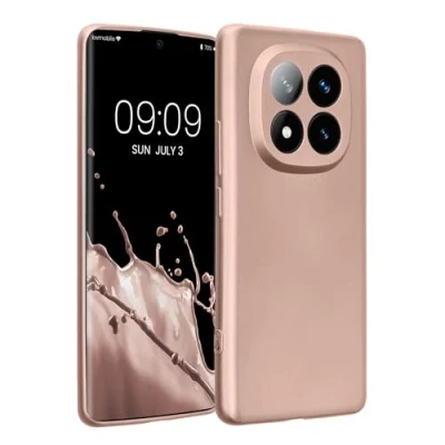 Abbildung von kwmobile Handyhülle kompatibel mit Xiaomi Redmi Note 14 Pro+ 5G / Pro Plus Hülle weiche Silikon Case metallisch schimmernd in Metallic Rosegold