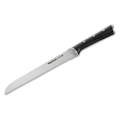 Abbildung von Tefal Ice Force K23204 Brotmesser 20 cm, Handschutz, Langlebiges Brotschneidemesser, Korrosionsschutz, Made in Germany Edelstahl, Schwarz
