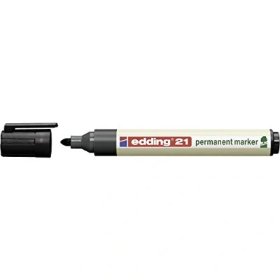 Abbildung von edding 21 Ecoline Permanentmarker schwarz 1 Stift Rund Spitze 1,5 3 mm schnell trocknender Permanent Marker wasserfest, wischfest für Karton, Kunststoff, Holz, Metall Universalmarker