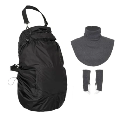 Abbildung von Hoppediz Fleece Cover 3 in 1, wärmendes universal Tragecover für Babytrage und Tragetuch mit Regenschutz, Schalkragen Handwärmer, Anthrazit, 1 Einheit