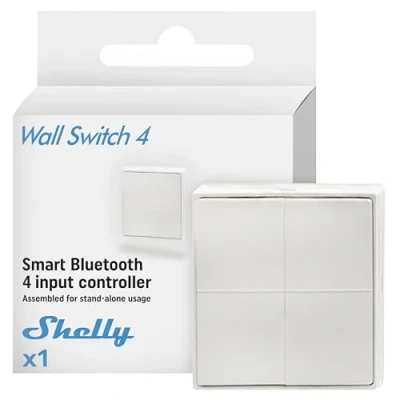 Abbildung von Shelly BLU Wall Switch 4 Stand Alone Bluetooth Schalter, Kabellos, Fernsteuerung, Mehrfachklick, Verschlüsselung, lange Batterielebensdauer, Kompatibel mit Home Assistant, iOS Android App