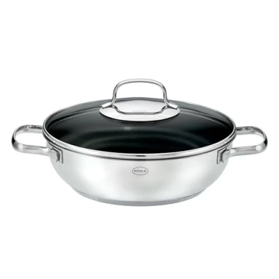 Abbildung von RÖSLE ELEGANCE ProCera Servierpfanne, Antihaft, Stilvoll &amp; Effizient Ø 24 cm, Hitzebeständig bis 260 C, Keramikversiegelung, silbern, Edelstahl 18/10