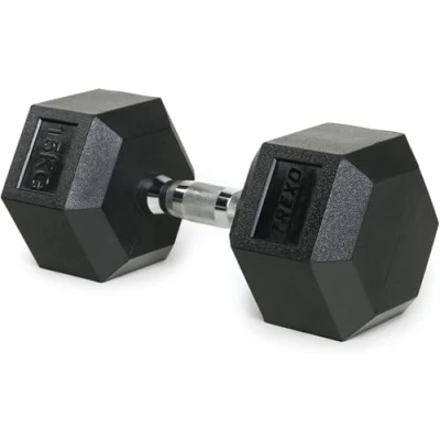 Abbildung von TREXO Hantel 15kg Hexagon Durable gummierte Gusseisen für Krafttraining zu Hause mit ergonomischen Griff stabil und vielseitig Hex HXD150