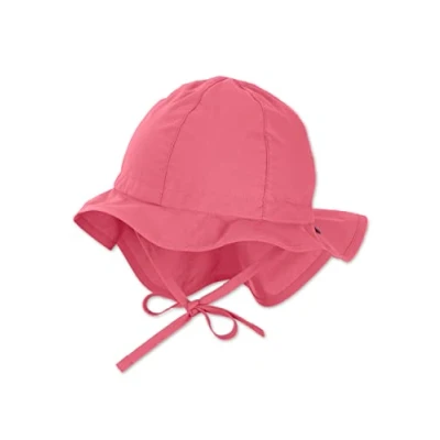Abbildung von Sterntaler Sonnenhut Mädchen Sommerhut UV Schutz 50+ Mütze mit breiter Krempe und Größenregulierung Nackenschutz Bindebänder Baby Kinder Kopfbedeckung aus Popeline (Bio) koralle, Größe 51