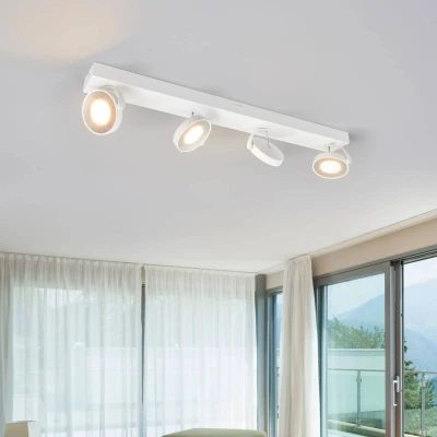 Abbildung von Philips myLiving Clockwork LED 4 er Spotbalken (22 W), dimmbare Leuchte mit integrierten Spots, energiesparende Raumbeleuchtung langer Nutzlebensdauer