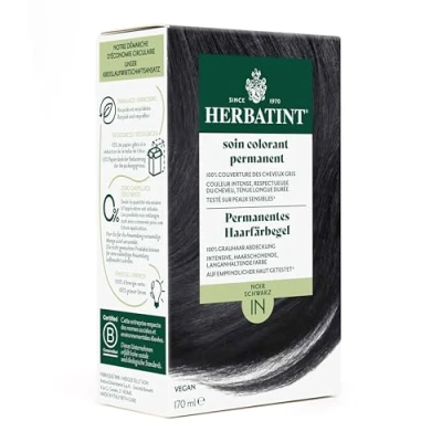 Abbildung von Herbatint Permanentes Haarfärbegel 1N Schwarz 170 ml I Ohne Ammoniak, 100% Grauhaarabdeckung Auf empfindlicher Haut getestet, mit 8 Pflanzenextrakten