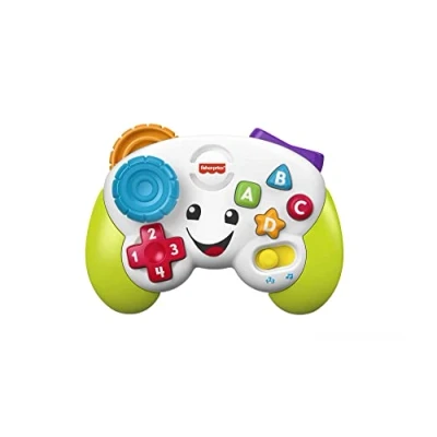Abbildung von Fisher Price Lernspaß Spiel Controller für Babys und Kleinkinder in Grün, Videospiel Attrappe mit Musik Leuchtfunktion ab 6 Monaten, deutsche Version, HXB62