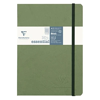 Abbildung von Clairefontaine 793423C Notizbuch AgeBag My Essentials, DIN A5, 14,8 x 21 cm, 96 Blatt kariert, nummeriert, 90g, 1 Stück, grün