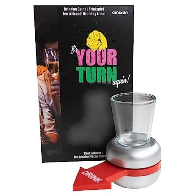 Abbildung von Amscan Trinkspiel Shot Spinner mit Schnapsglas, Partyspiel, Saufspiele, Flaschendrehen