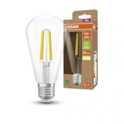 Abbildung von OSRAM LED Stromsparlampe, Filament Edison mit E27 Sockel, Warmweiß (3000K), 4 Watt, ersetzt herkömmliche 60W Leuchtmittel, besonders hohe Energieeffizienz und stromsparend, 1er Pack
