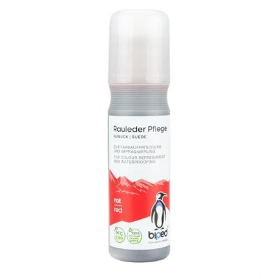 Abbildung von biped Rauleder Pflege zur Farbauffrischung, Pflege, Schutz und Imprägnierung Wildleder, Velours Nubuk Pflegemittel Stick für Textilien TEX Materialien PFC frei 75 ml z2790(rot)