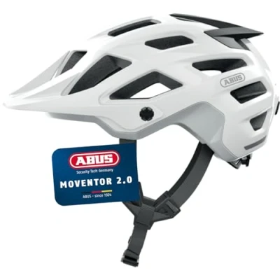 Abbildung von ABUS MTB Helm Moventor 2.0 komfortabler Fahrradhelm fürs Gelände All Mountain für Damen und Herren Weiß Matt, M
