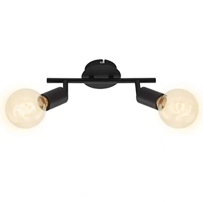 Abbildung von BRILONER Deckenlampe Vintage schwenkbar, E27 Fassung, max. 60 Watt, Deckenleuchte, Lampe, Wohnzimmerlampe, Schlafzimmerlampe, Küchenlampe, Deckenstrahler, 27,5x10x10,5 cm, Schwarz