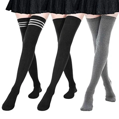 Abbildung von DRESHOW Damen Extra Lange Socken Überknie Kniestrümpfe Overknee Strümpfe Gestreifte Lässige Hoch Booten