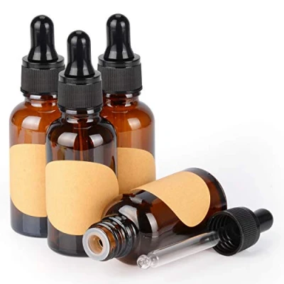 Abbildung von stonylab 30 ml (1 oz) 4er Pack Glas Tropfflasche, Braun Leere Glasflasche mit Kegelförmigem Glastropfer, Innenstöpsel und Etikett für Ätherische Öle, Aromatherapie Düfte