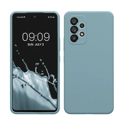 Abbildung von kwmobile Hülle kompatibel mit Samsung Galaxy A53 5G Silikon Handy Case Handyhülle weiche Oberfläche kabelloses Laden Antique Stone