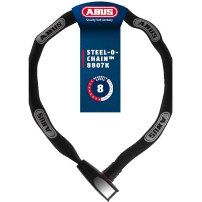 Abbildung von ABUS Kettenschloss Steel O Chain 8807K Flexibles Fahrradschloss aus gehärtetem Stahl Sicherheitslevel 8 85 cm Schwarz