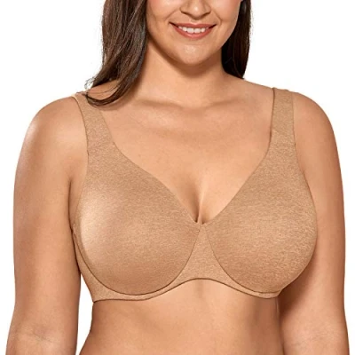 Abbildung von DELIMIRA AISILIN Damen Minimizer BH mit Bügel ohne Polster Vollschalen Große Größen Unterwäsche Pfifferling 85C