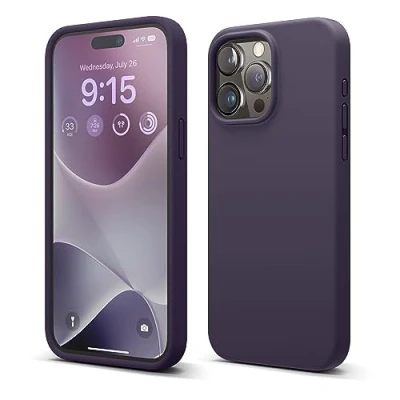 Abbildung von elago Schutzhülle aus Flüssigsilikon, kompatibel mit iPhone 15 Pro Max, Premium Qualität, Rundumschutz [stoßfeste Struktur 4 Schichten], Innenfutter Mikrofaser, weich, Kratzfest, intensives