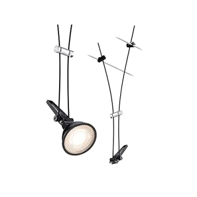 Abbildung von Paulmann 94489 CorDuo Seilsytem Einzelspot Comet DC 12V max. 50 Watt erweiterbar Schwarz matt Metall GU5,3 Drahtseilsystem ohne Leuchtmittel