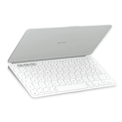 Abbildung von Logitech Keys To Go 2, mobile kabellose Tastatur für iPad mit integriertem Schutzcover, schlanke und kompakte, iPad, iPhone, Mac Apple TV, einfacher Gerätewechsel, DEU QWERTZ Layout Grau