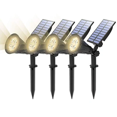 Abbildung von T SUN 4 Stück LED Solarleuchten, Wasserdicht Drahtlos Solarbetriebene Gartenleuchten, 2 Beleuchtungsmodi, Auto on/off, Natürliches Weiß 4000K, Outdoor Wandleuchte für Hof, Rasen, Wege, Auffahrt.