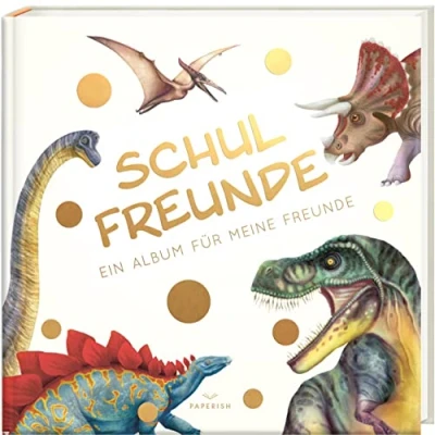 Abbildung von Schulfreunde DINOSAURIER: ein Album für meine Freunde, Geschenk Schultüte Einschulung, Schulanfang (Freundebuch Schule) PAPERISH®
