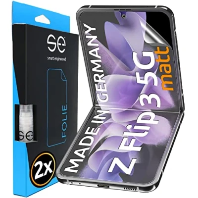 Abbildung von s.e Schutzfolie Matt für Samsung Galaxy Z Flip3 5G, 2x , Full Screen, Positionierhilfe, Schutzfolie, entspiegelte Displayfolie, Alternative zu Schutzglas, Schutzglasfolie