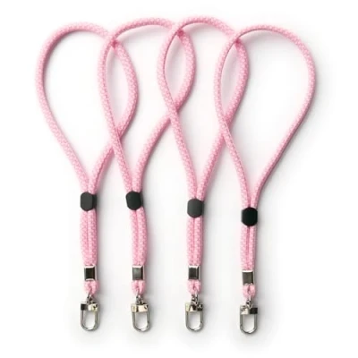 Abbildung von trage.band® kurzes verstellbares Handgelenk Trageband mit Karabinerhaken, 4 St weiß rosa
