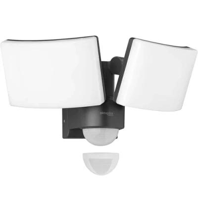 Abbildung von Oktaplex lighting LED Strahler mit Bewegungsmelder Außen Cali Dos Motion IP65 Zwei Köpfe 40W 3000K Warmweiß Außenstrahler anthrazit Master Funktion