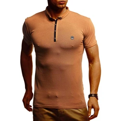 Abbildung von Leif Nelson Sommer Poloshirt Kurzarm Herren T Shirt Kragen (Braun, Größe XXL) Casual Männer Poloshirts lang Baumwolle Polo for Men Tshirt