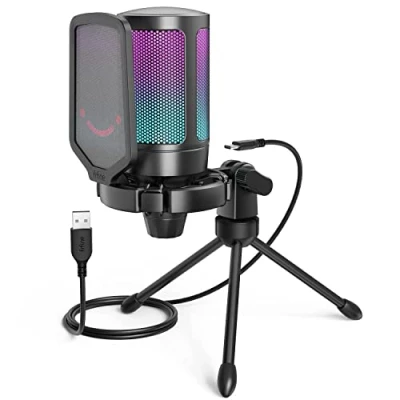 Abbildung von FIFINE Gaming Mikrofon PC, USB Microphone für Streaming Podcast Studio, mit Ständer und Stummschalttaste, PS4 PS5 Mac