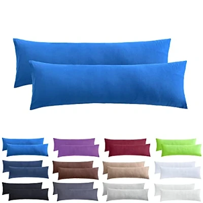 Abbildung von NatureMark 2er Pack Jersey Kissenbezug Kissenhülle Kissenbezüge Seitenschläferkissen Nackenkissen viele Größen und Farben ÖKO TEX (40 x 145 cm (Seitenschläfer/Stillkissenbezug), Royal blau)