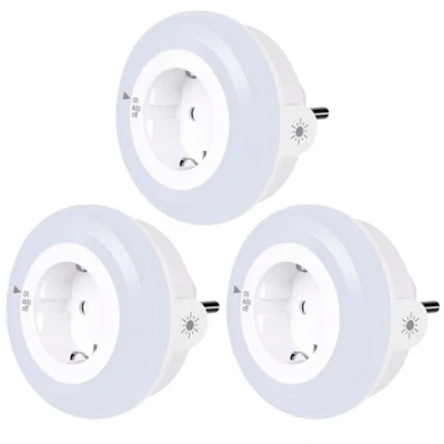 Abbildung von emotionlite Nachtlicht Steckdose mit Dämmerungssensor, LED Nachtlampe Kinder Schützen Helligkeitssensor, Auto/ON/OFF Lichtsensor 4 Helligkeit Einstellbar WarmWeiß 2700K 3 Stück